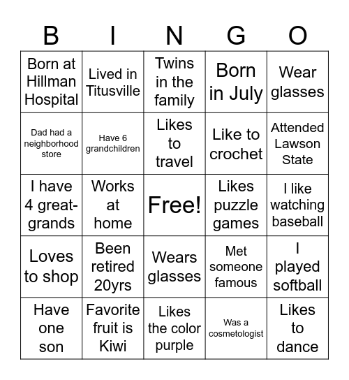 Women's Bingo Brunch Bingo Card