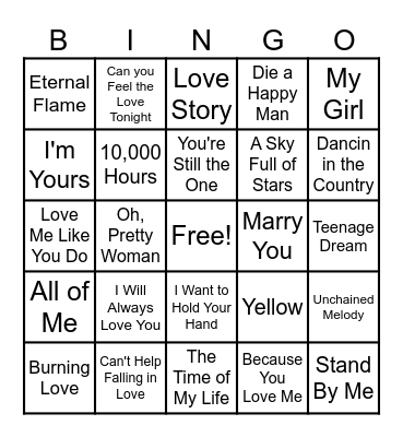 WEDDING BINGO Card