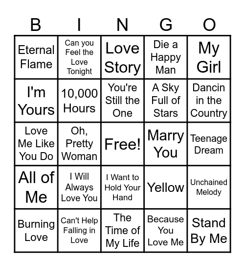 WEDDING BINGO Card