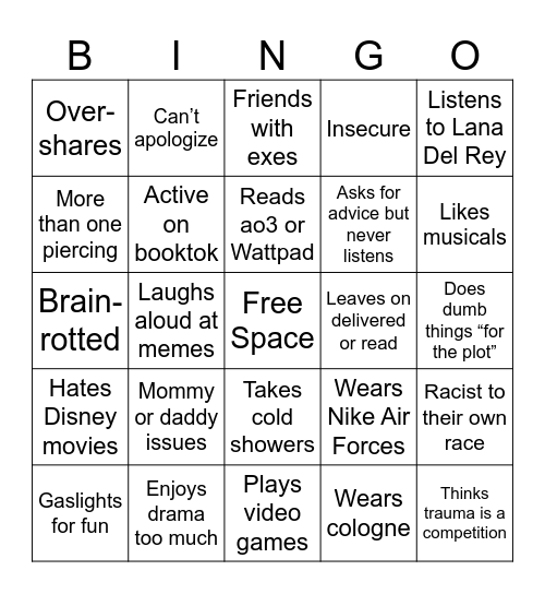 Red Flag Bingo Card