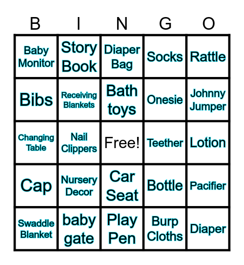 SARAH'S BABY BOY Bingo Card