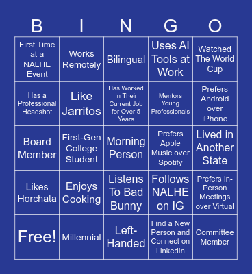 NALHE NETWORKING BINGO Card