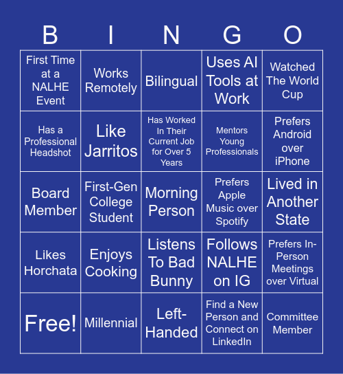 NALHE NETWORKING BINGO Card