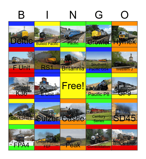 Railways I want to work someday Bingo Card