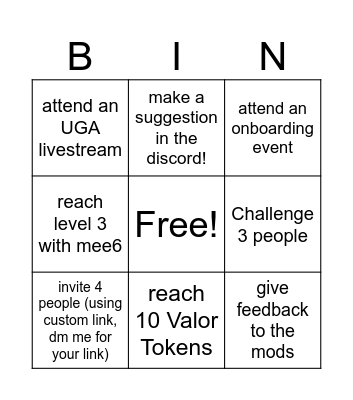 Arena's Bingo for Champions Bingo Card