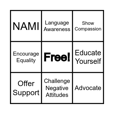 STIGMA Bingo Card