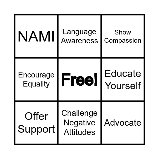 STIGMA Bingo Card