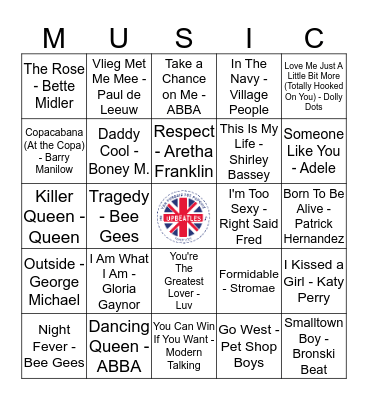 GAY TOP 100 1.6 Bingo Card