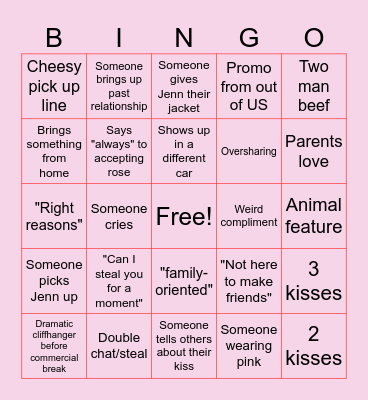 Bachelorette Bingo Card