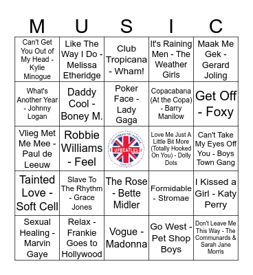 GAY TOP 100 1.8 Bingo Card