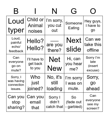 Conference Call Bingo Card