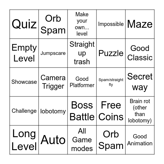 Recent Tab Bingo Pt. 1 Bingo Card