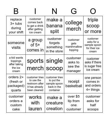 7/8/2024 closing shift Bingo Card