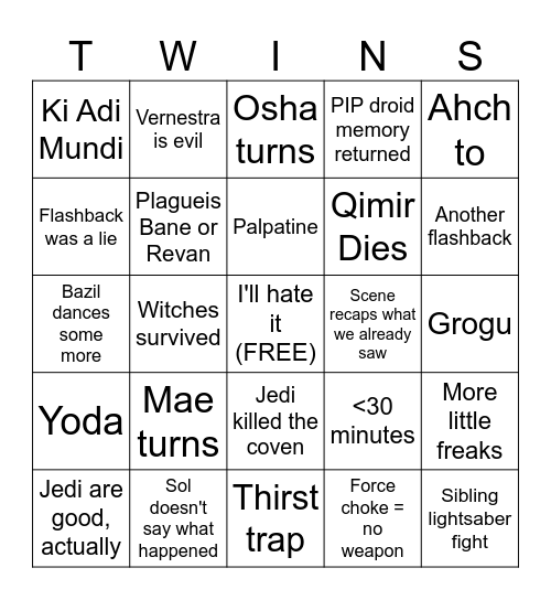 Acolyte Bingo Card