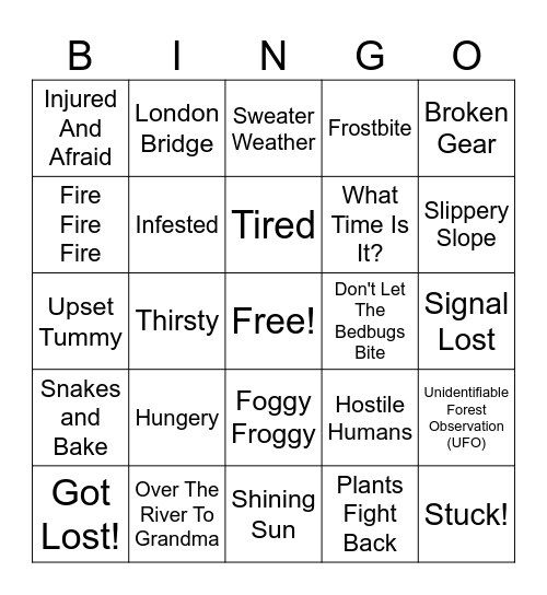 Survivor Bingo Card