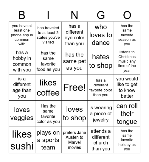 Find Someone Who... Bingo Card