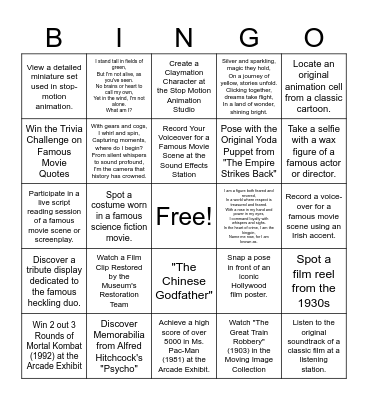 Museum Of Moving Image Bingo Card