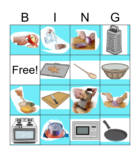 UTENSILS AND COOKING VERBS Bingo Card