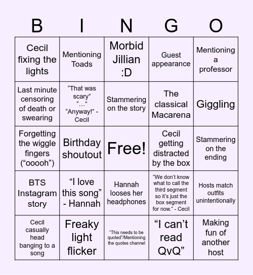|| Campfire Stories Bingo! || Bingo Card