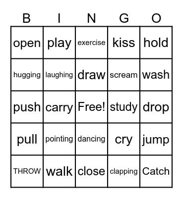 VERBS Bingo Card