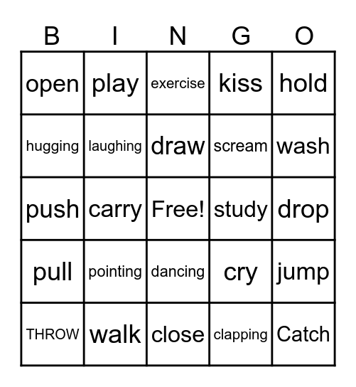 VERBS Bingo Card