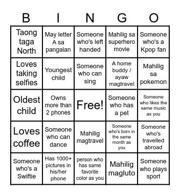 Human Bingo! Bingo Card