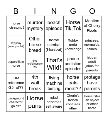 Wild Mane's Bingo Card