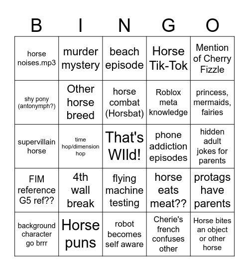 Wild Mane's Bingo Card