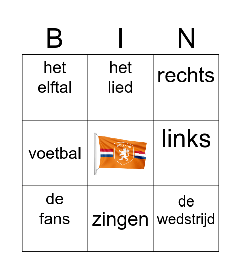 ORANJE 1 Bingo Card