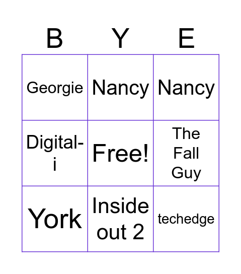 Goodbye 23/23 Interns Bingo Card