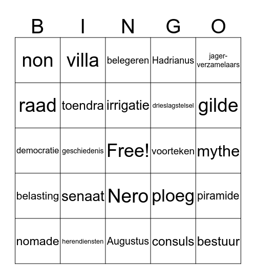 Geschiedenis Bingo Card