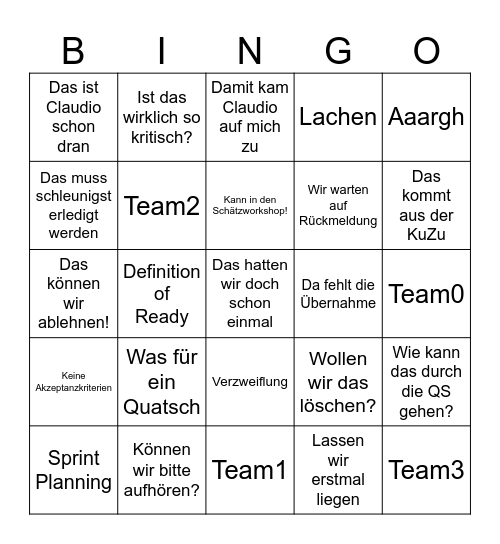 Agile Bingo Card