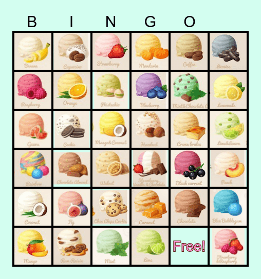 💕🍧🤗 ice cream bingo  🤗🍧💕 Bingo Card