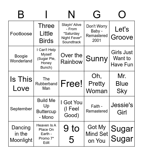 Feel Good Happy Mix Bingo Card