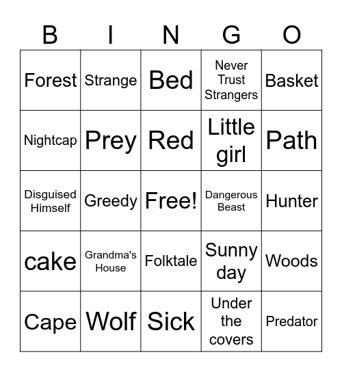 Little Red Riding Hood Bingo Card