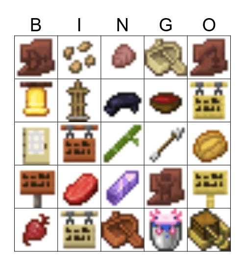 Minecraft 1.21 Items bingo Card