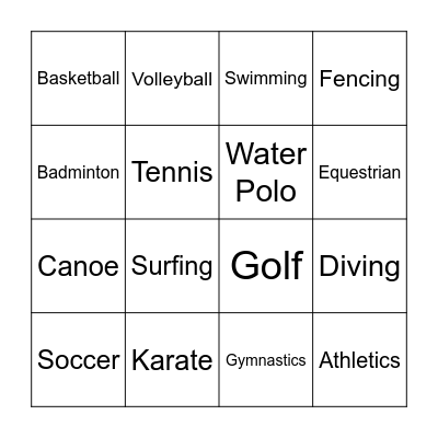 SUMMER OLYMPICS 2024 Bingo Card