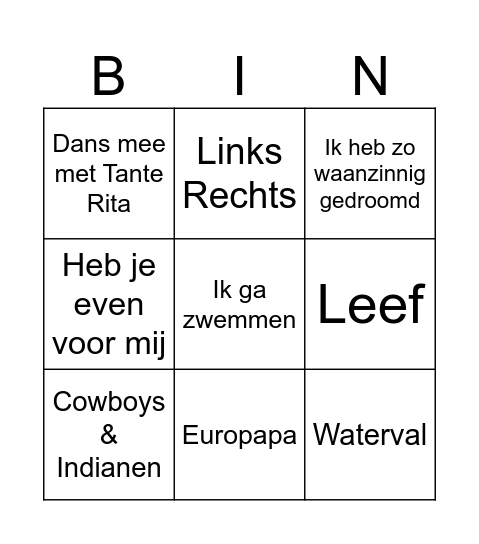 Muziek Bingo Happynezz Bingo Card