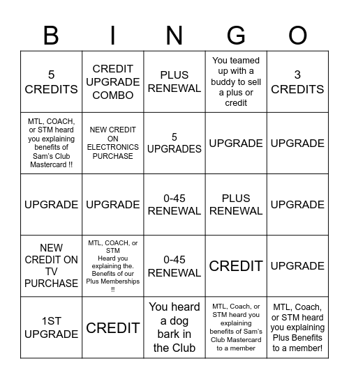 SAMS CLUB BINGO Card