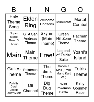 SINGO! Video Game Edition Bingo Card