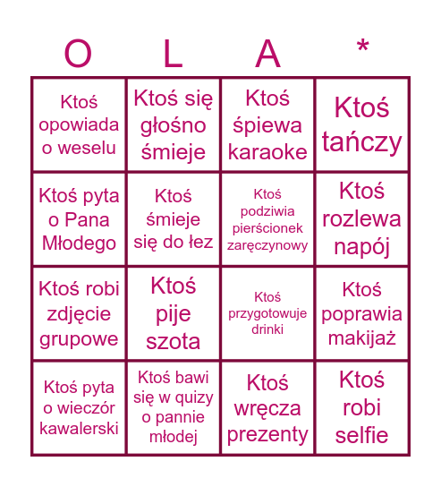 Panieński Oli - 03.08.2024 Bingo Card
