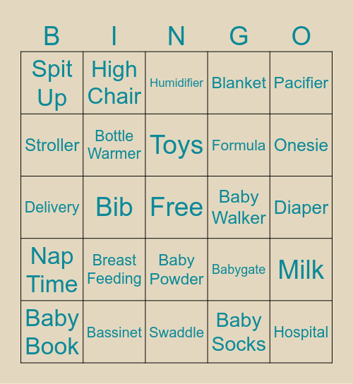 Babyshower Bingo Card