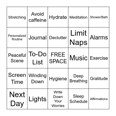 Let's Catch Some Z's Bingo Card