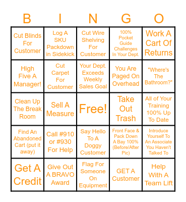 SPECIALTY BINGO! Bingo Card