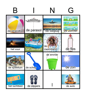 Zomervakantie Bingo Card