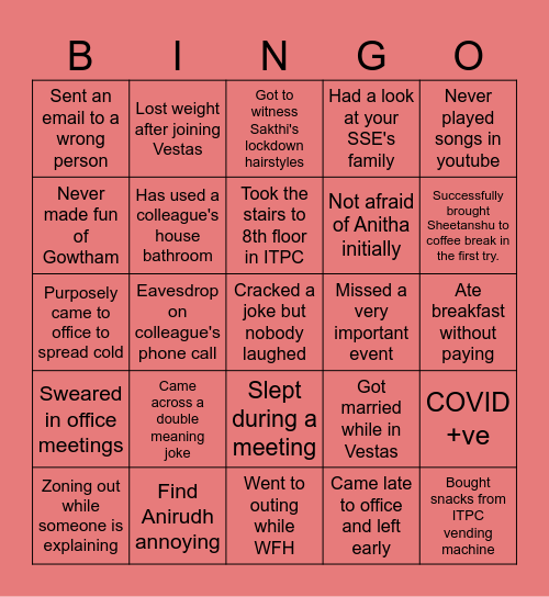 OFFICE BINGO Card