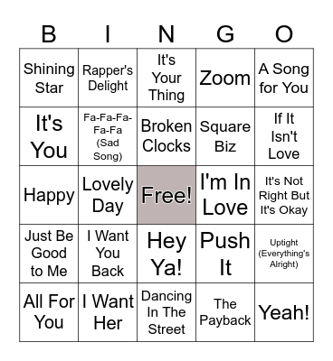 Family Reunion Music Bingo 2024 Bingo Card