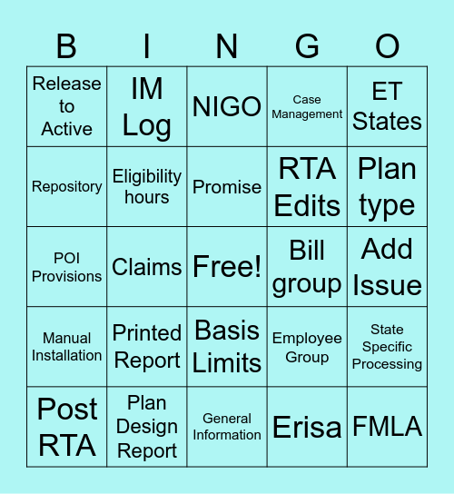 Case Management Manual Installation Bingo Card