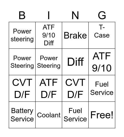 Basney Bingo TECHS Bingo Card