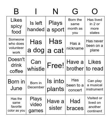 Bingo Card